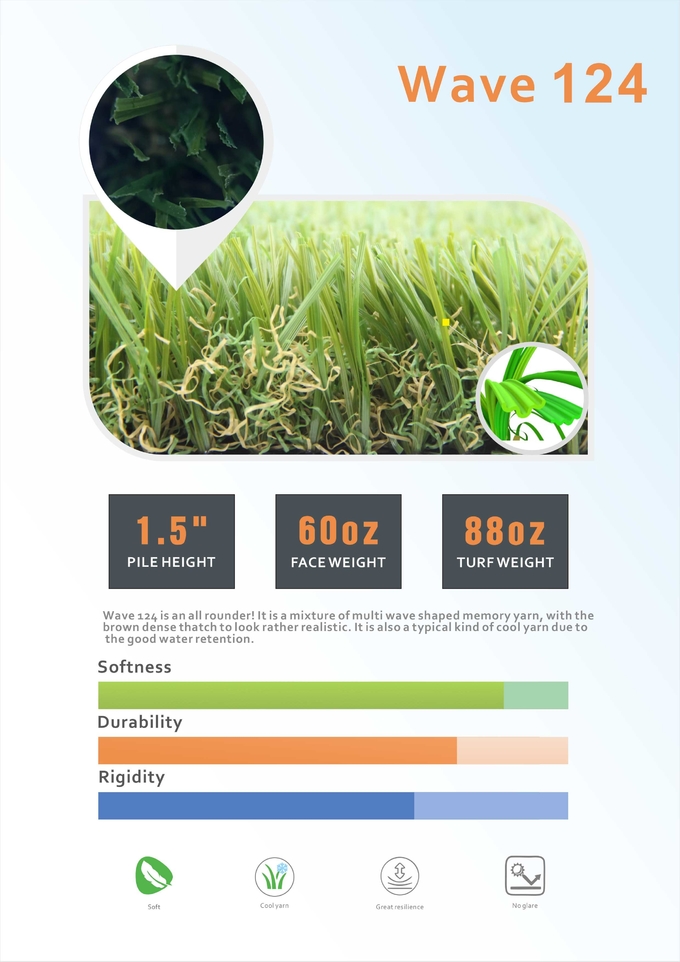 Thảm cỏ xanh giả dày mềm 12400 Dtex PE Chất liệu 1,75 inch 0