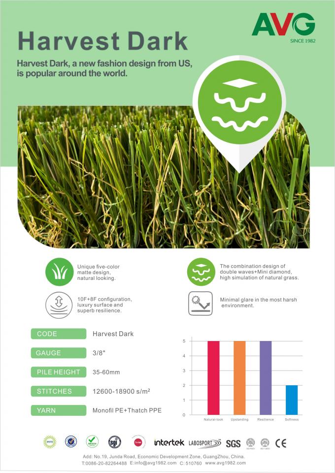 ECO sao lưu 100% có thể tái chế 35-60mm Cỏ tổng hợp Cảnh quan Sàn sân vườn Thảm cỏ Nhân tạo Thảm cỏ nhân tạo 0