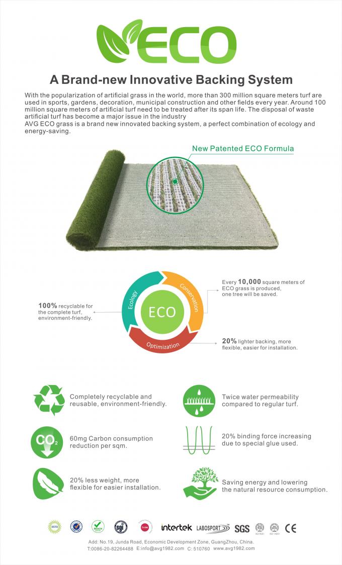 Cảnh quan chất lượng cao ngoài trời Trang trí cỏ nhân tạo Cỏ nhựa Cỏ tổng hợp ECO Sao lưu 100% Có thể tái chế 1
