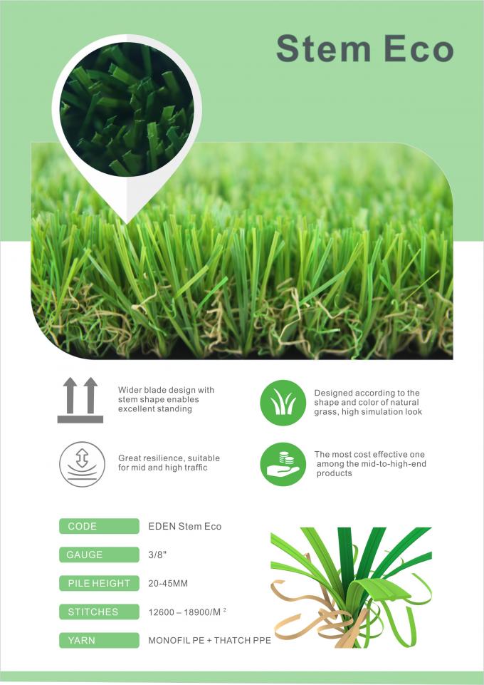 Cảnh quan chất lượng cao ngoài trời Trang trí cỏ nhân tạo Cỏ nhựa Cỏ tổng hợp ECO Sao lưu 100% Có thể tái chế 0